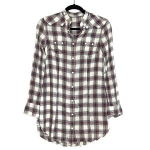 ALLSAINTS Alt Girl Deadwood Plaid Snap Front Western Style Shirt Dress size 8
